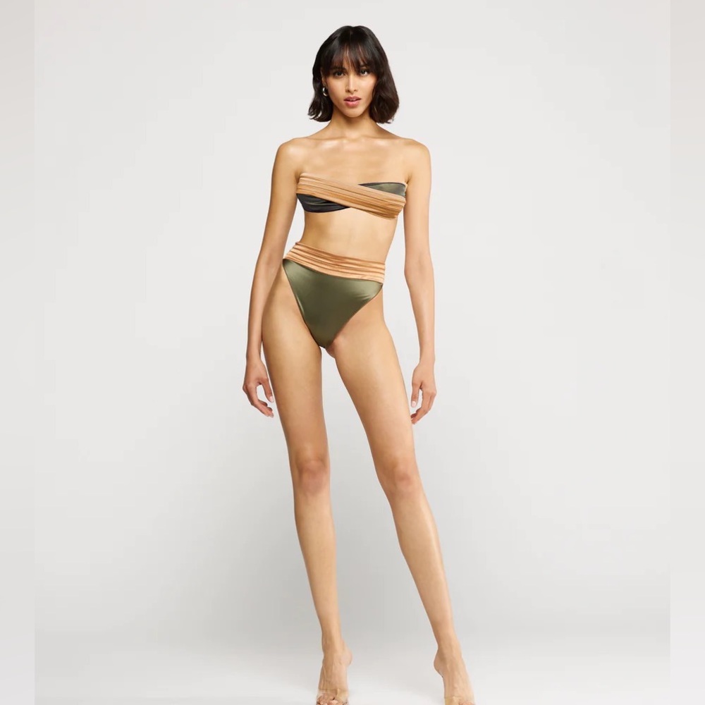 Oseree Satin Twist Bandeau Bikini